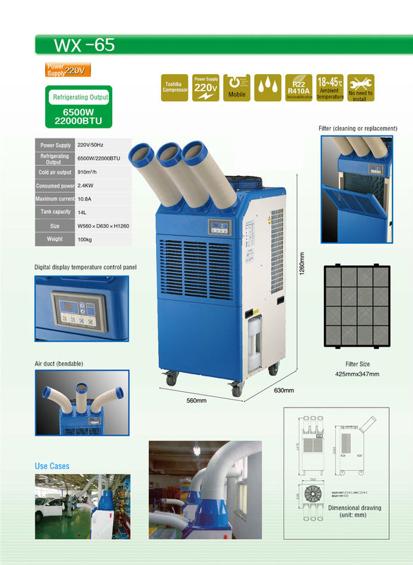 22000BTU Cho thuê điều hòa di động thương mại / Cho thuê điều hòa tạm thời 6.5KW